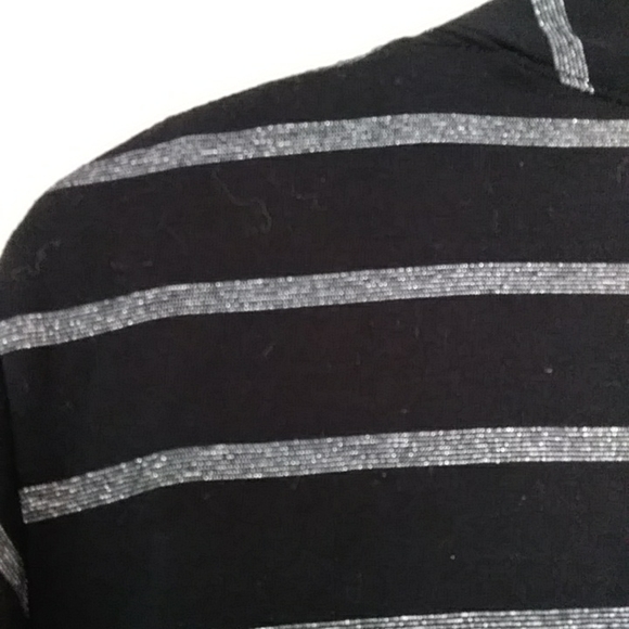 Metallic Bling Black Silver Cardigan with Front Insert Tank Top Large - Picture 9 of 13